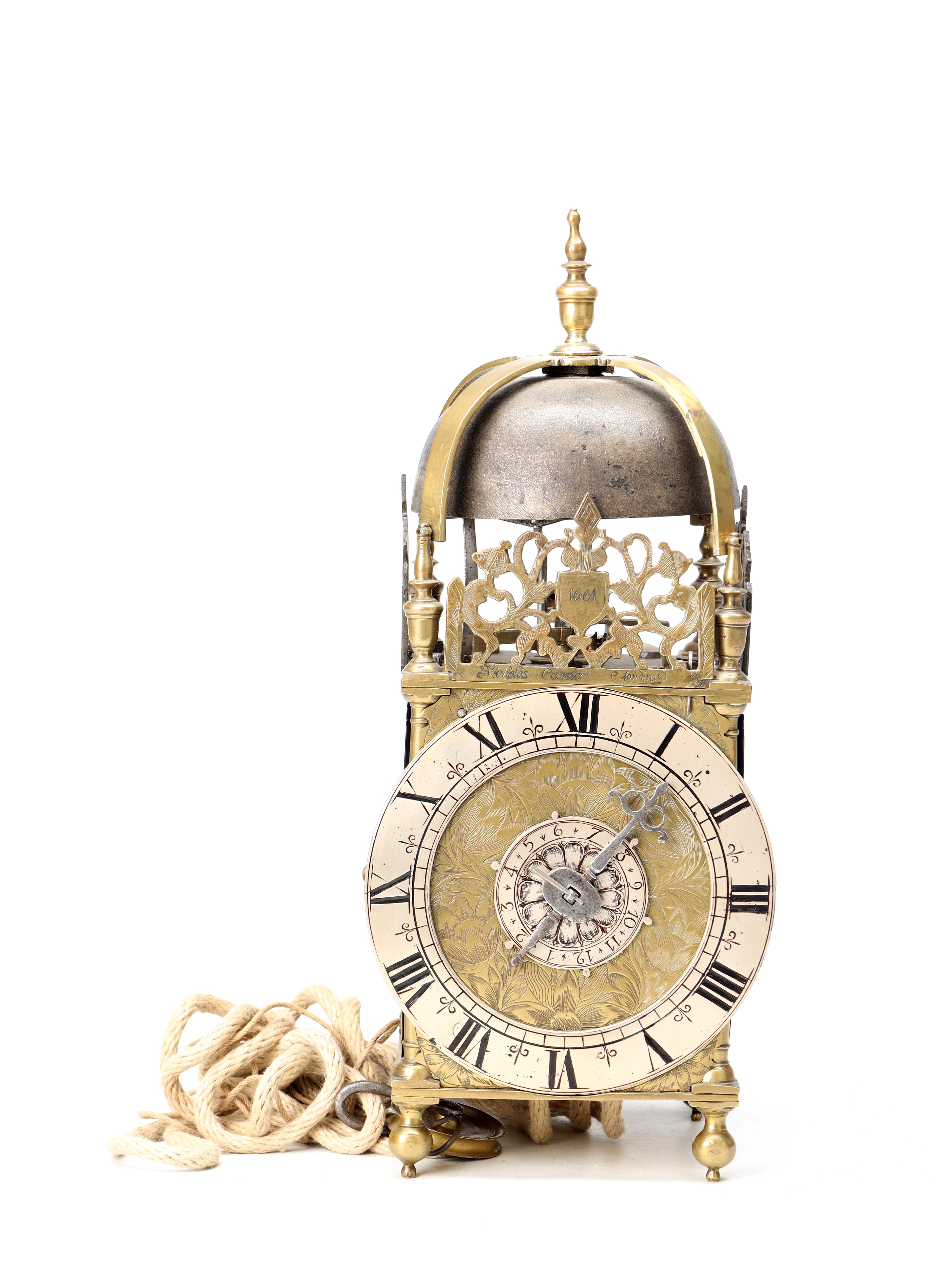 Lot 77 Nicholas Coxeter mid-17th-century brass verge lantern clock