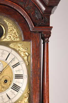 Lot 69 - JOHN BURGES, WIGAN. A RARE GEORGE II SPHERICAL MOON PHASE LONGCASE CLOCK