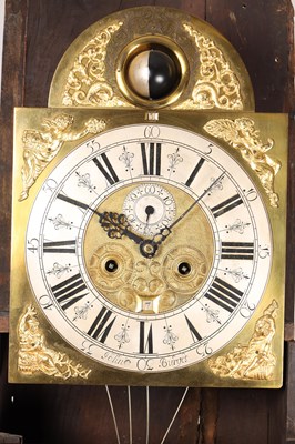Lot 69 - JOHN BURGES, WIGAN. A RARE GEORGE II SPHERICAL MOON PHASE LONGCASE CLOCK