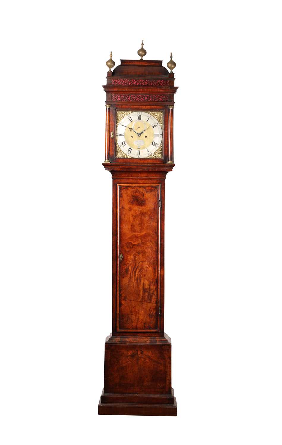 Lot 133 - A GEORGE II FIGURED WALNUT 8-DAY LONGCASE CLOCK BY BENJ: GRAY & JUST: VULLIAMY, LONDON