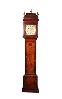 Lot 133 - A GEORGE II FIGURED WALNUT 8-DAY LONGCASE CLOCK BY BENJ: GRAY & JUST: VULLIAMY, LONDON