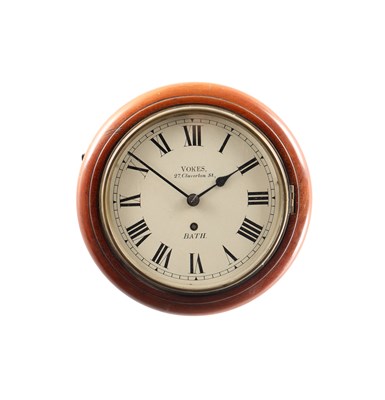 Lot VOKES, BATH. A 19TH CENTURY MAHOGANY 8" DIAL FUSEE WALL CLOCK
