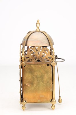 Lot 137 - JOHN CRUCEFIX, LONDON. AN EARLY 18TH CENTURY ARCHED BRASS DIAL LANTERN CLOCK WITH ALARM