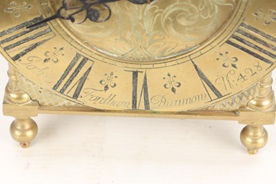 Lot 58 - JOHN FORDHAM, DUNMOW, ESSEX. NO 428. A LATE 17TH CENTURY BRASS LATERN CLOCK