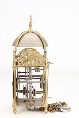 Lot 58 - JOHN FORDHAM, DUNMOW, ESSEX. NO 428. A LATE 17TH CENTURY BRASS LATERN CLOCK
