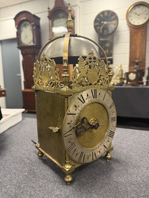 Lot 75 - FREWIN, HEREFORD. A LATE 17TH CENTURY PROVINCIAL BRASS LANTERN CLOCK