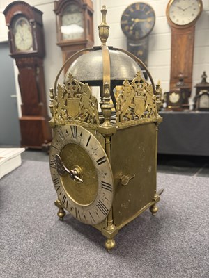 Lot 75 - FREWIN, HEREFORD. A LATE 17TH CENTURY PROVINCIAL BRASS LANTERN CLOCK