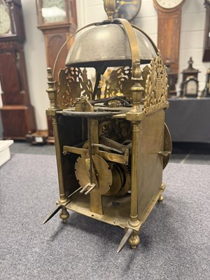 Lot 75 - FREWIN, HEREFORD. A LATE 17TH CENTURY PROVINCIAL BRASS LANTERN CLOCK