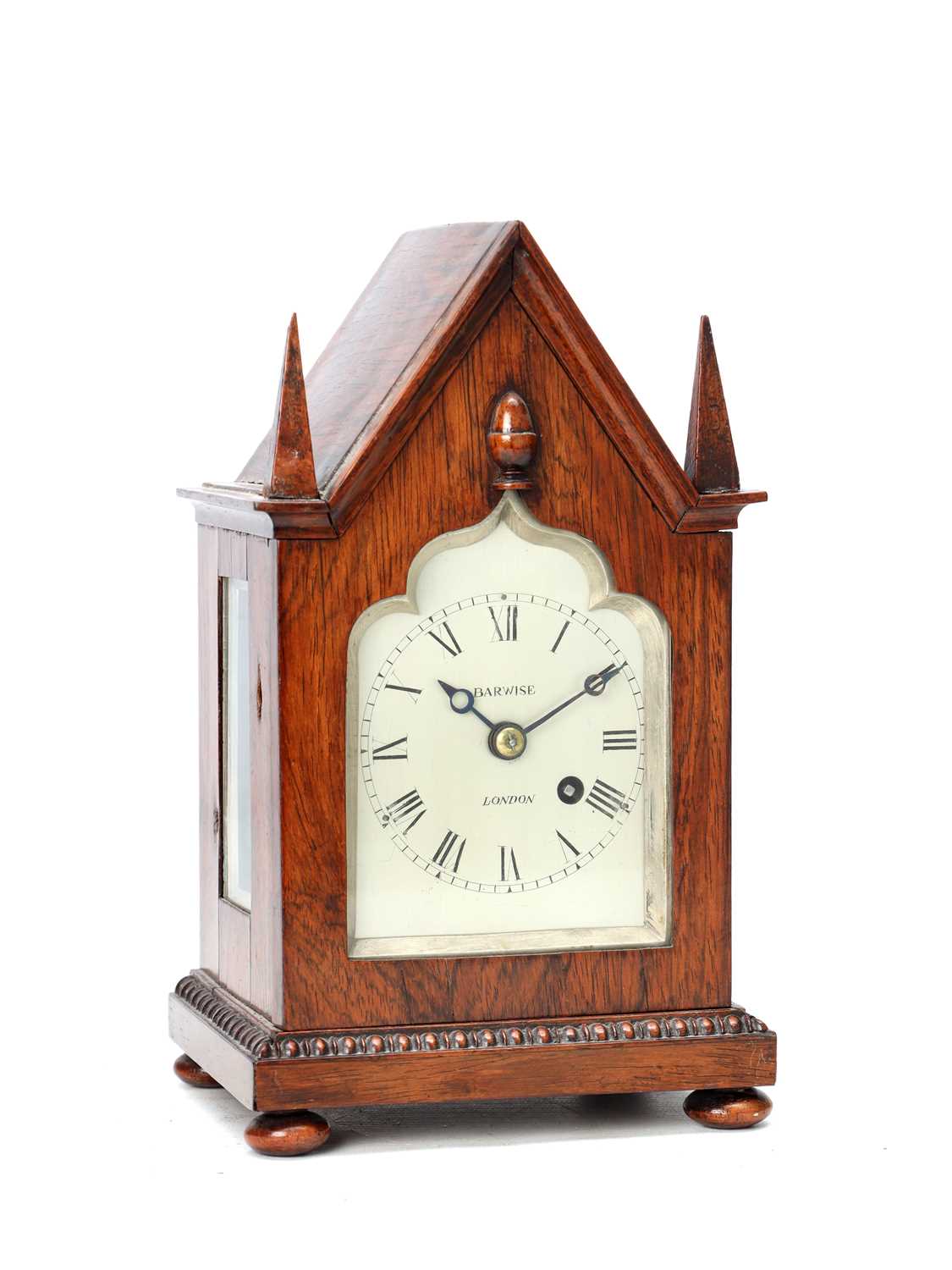 Lot 13 - BARWISE, LONDON. A SMALL 19TH CENTURY ROSEWOOD FUSEE MANTEL CLOCK