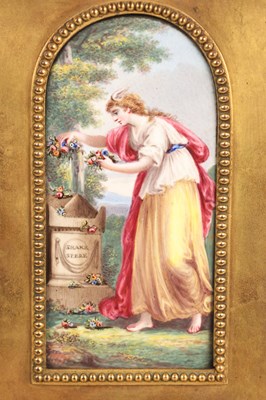 Lot 43 - FREDERICK MILLER, LONDON. A RARE LATE 18TH CENTURY MINIATURE PORCELAIN PANEL QUARTER CHIMING TRIPLE FUSEE GILT BRASS MANTEL CLOCK FOR THE CHINESE MARKET