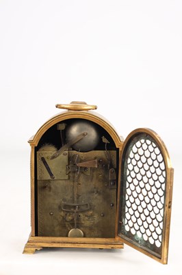 Lot 43 - FREDERICK MILLER, LONDON. A RARE LATE 18TH CENTURY MINIATURE PORCELAIN PANEL QUARTER CHIMING TRIPLE FUSEE GILT BRASS MANTEL CLOCK FOR THE CHINESE MARKET