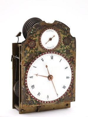 Lot 43 - FREDERICK MILLER, LONDON. A RARE LATE 18TH CENTURY MINIATURE PORCELAIN PANEL QUARTER CHIMING TRIPLE FUSEE GILT BRASS MANTEL CLOCK FOR THE CHINESE MARKET