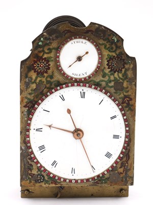 Lot 43 - FREDERICK MILLER, LONDON. A RARE LATE 18TH CENTURY MINIATURE PORCELAIN PANEL QUARTER CHIMING TRIPLE FUSEE GILT BRASS MANTEL CLOCK FOR THE CHINESE MARKET