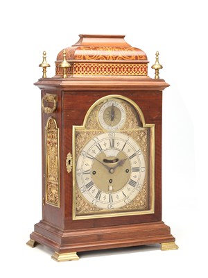 Lot 39 - WILLIAM WEBSTER, LONDON A FINE EARLY 18TH-CENTURY WALNUT AND MARQUETRY TRIPLE-FUSEE SIX-BELL QUARTER-STRIKING VERGE BRACKET CLOCK