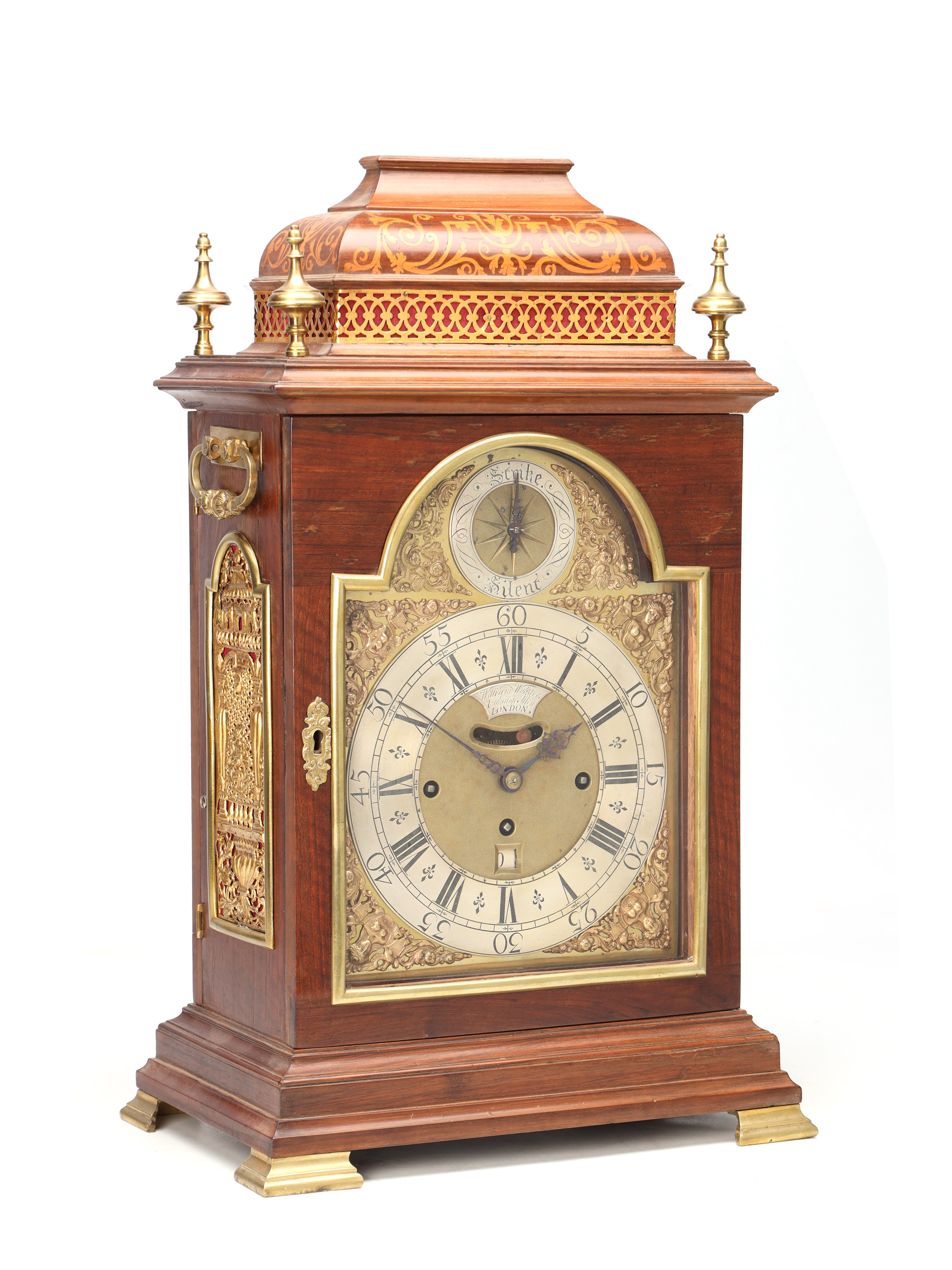 Lot 39 William Webster walnut and marquetry triple-fusee bracket clock