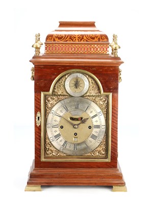 Lot 39 - WILLIAM WEBSTER, LONDON A FINE EARLY 18TH-CENTURY WALNUT AND MARQUETRY TRIPLE-FUSEE SIX-BELL QUARTER-STRIKING VERGE BRACKET CLOCK