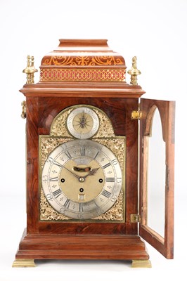 Lot 39 - WILLIAM WEBSTER, LONDON A FINE EARLY 18TH-CENTURY WALNUT AND MARQUETRY TRIPLE-FUSEE SIX-BELL QUARTER-STRIKING VERGE BRACKET CLOCK