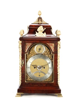 Lot 102 - JOHN TAYLOR, LONDON. A GEORGE III ORMOLU MOUNTED MAHOGANY VERGE BRACKET CLOCK WITH ALARM