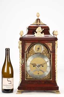 Lot 102 - JOHN TAYLOR, LONDON. A GEORGE III ORMOLU MOUNTED MAHOGANY VERGE BRACKET CLOCK WITH ALARM