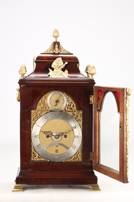Lot 102 - JOHN TAYLOR, LONDON. A GEORGE III ORMOLU MOUNTED MAHOGANY VERGE BRACKET CLOCK WITH ALARM