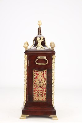 Lot 102 - JOHN TAYLOR, LONDON. A GEORGE III ORMOLU MOUNTED MAHOGANY VERGE BRACKET CLOCK WITH ALARM