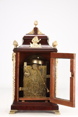 Lot 102 - JOHN TAYLOR, LONDON. A GEORGE III ORMOLU MOUNTED MAHOGANY VERGE BRACKET CLOCK WITH ALARM