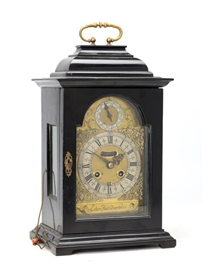 Lot 82 - EDWARD ALDRIDGE, DEAL (KENT). AN UNUSUAL GEORGE I EBONISED QUARTER REPEATING BRACKET CLOCK TIMEPIECE