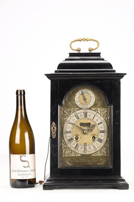 Lot 82 - EDWARD ALDRIDGE, DEAL (KENT). AN UNUSUAL GEORGE I EBONISED QUARTER REPEATING BRACKET CLOCK TIMEPIECE