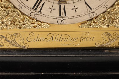 Lot 82 - EDWARD ALDRIDGE, DEAL (KENT). AN UNUSUAL GEORGE I EBONISED QUARTER REPEATING BRACKET CLOCK TIMEPIECE