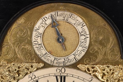 Lot 82 - EDWARD ALDRIDGE, DEAL (KENT). AN UNUSUAL GEORGE I EBONISED QUARTER REPEATING BRACKET CLOCK TIMEPIECE