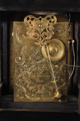 Lot 82 - EDWARD ALDRIDGE, DEAL (KENT). AN UNUSUAL GEORGE I EBONISED QUARTER REPEATING BRACKET CLOCK TIMEPIECE