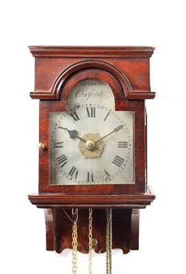 Lot CLEMENTS, OXFORD. A LATE GEORGE III MAHOGANY HOODED WALL CLOCK WITH ALARM