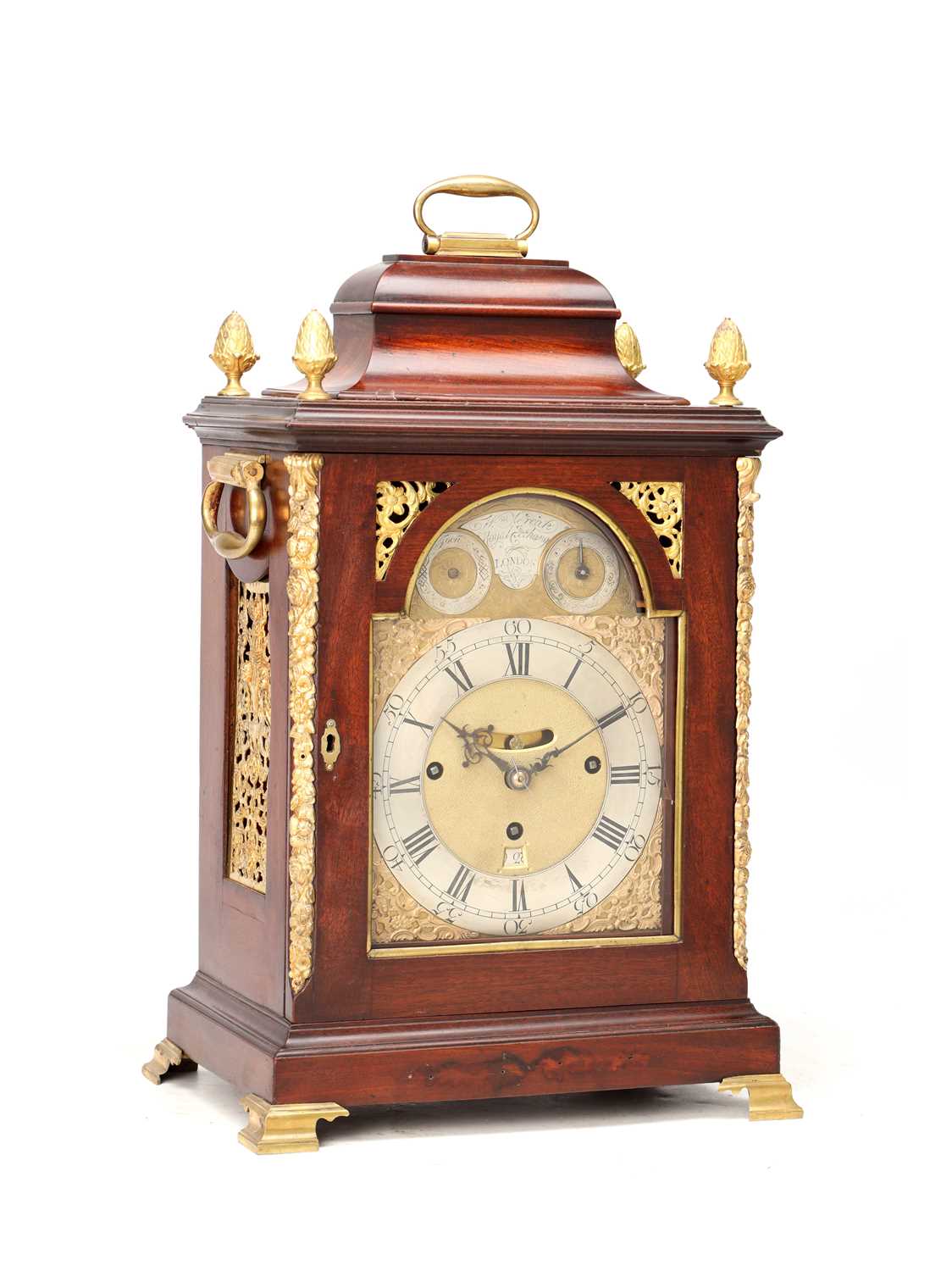 Lot 98 - WILLIAM CREAK, LONDON. A GEORGE III ORMOLU MOUNTED MAHOGANY QUARTER CHIMING BRACKET CLOCK