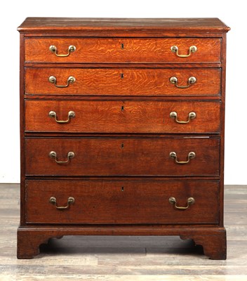 Lot A GEORGE III OAK CHEST OF DRAWERS