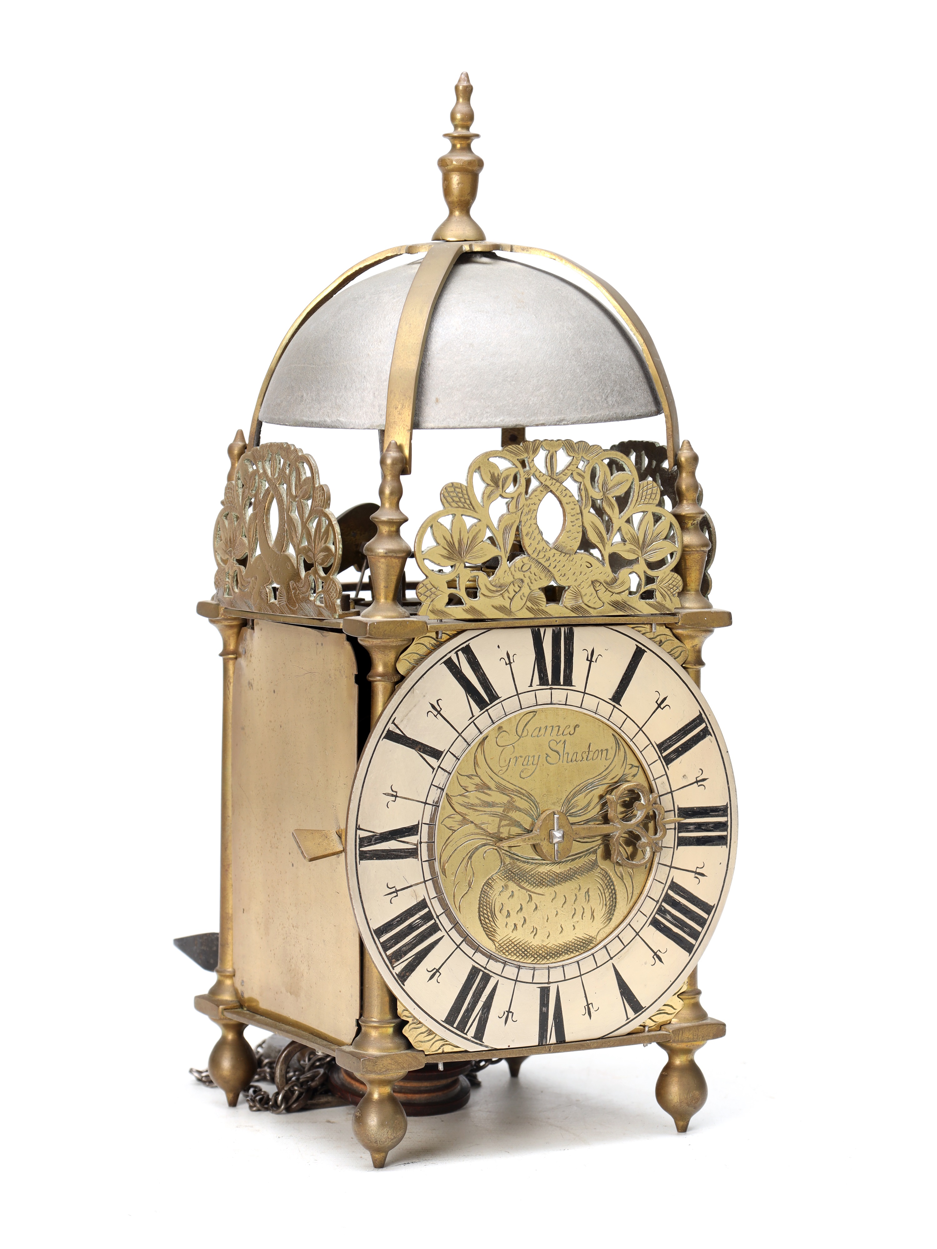 Lot 122 James Gray of Shaston provincial brass lantern clock
