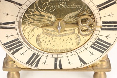 Lot 122 - JAMES GRAY OF SHASTON (SHAFTESBURY) A RARE LATE 17TH CENTURY PROVINCIAL BRASS LANTERN CLOCK