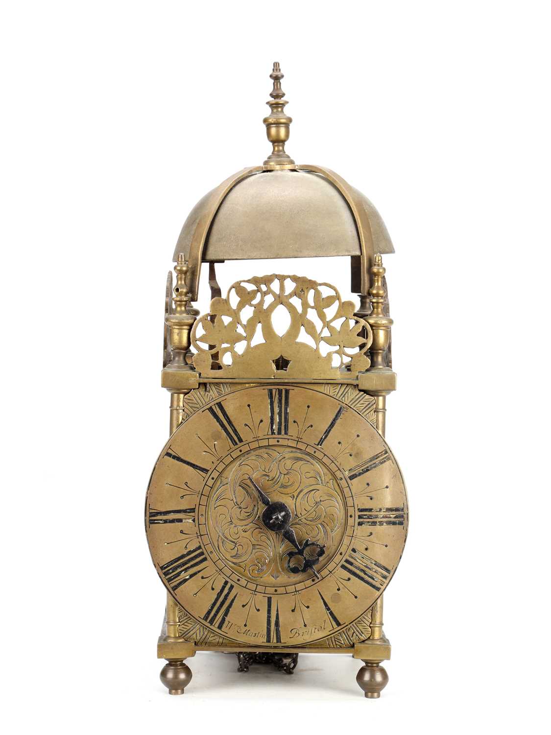 Lot 197 - WILLIAM MARTIN, BRISTOL A LATE 17TH CENTURY BRASS LANTERN CLOCK