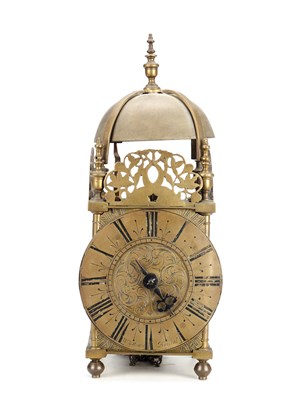Lot 197 - WILLIAM MARTIN, BRISTOL A LATE 17TH CENTURY BRASS LANTERN CLOCK
