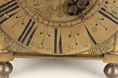 Lot 197 - WILLIAM MARTIN, BRISTOL A LATE 17TH CENTURY BRASS LANTERN CLOCK