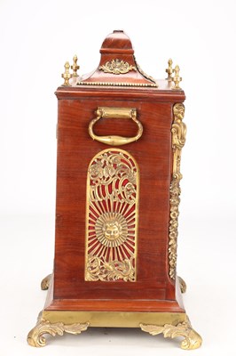 Lot 24 - JOHN TAYLOR, LONDON A GEORGE III MAHOGANY ORMOLU MOUNTED MUSICAL BRACKET CLOCK