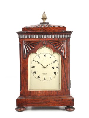 Lot 135 - CHRISTIE, LONDON A SMALL WILLIAM IV ROSEWOOD FUSEE MANTEL CLOCK