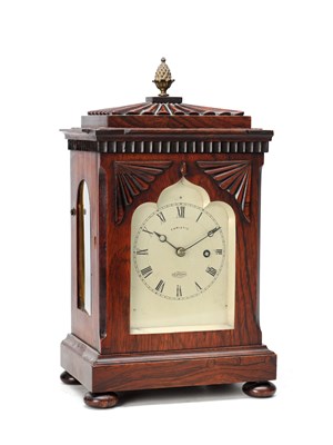 Lot 135 - CHRISTIE, LONDON A SMALL WILLIAM IV ROSEWOOD FUSEE MANTEL CLOCK