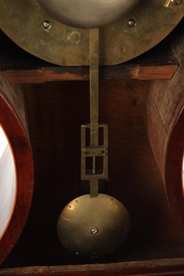 Lot 198 - SCOTT, LONDON. A GEORGE III FLAMED MAHOGANY AND BOXWOOD STRUNG DOUBLE FUSEE BALLOON SHAPED BRACKET CLOCK