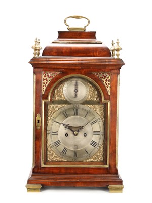 Lot 144 - STEPHEN RIMBAULT, LONDON. A GEORGE III FRUITWOOD VENEERED VERGE BRACKET CLOCK