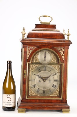 Lot 144 - STEPHEN RIMBAULT, LONDON. A GEORGE III FRUITWOOD VENEERED VERGE BRACKET CLOCK