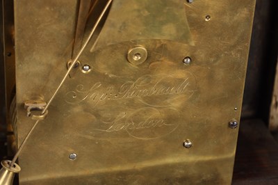 Lot 144 - STEPHEN RIMBAULT, LONDON. A GEORGE III FRUITWOOD VENEERED VERGE BRACKET CLOCK