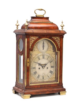 Lot 144 - STEPHEN RIMBAULT, LONDON. A GEORGE III FRUITWOOD VENEERED VERGE BRACKET CLOCK