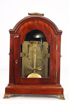 Lot 63 - WILLIAM HANSON OF WINDSOR. A GEORGE III FIGURED MAHOGANY PAD TOP BRACKET CLOCK