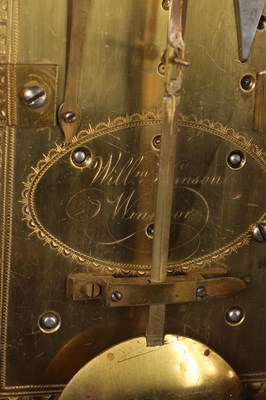 Lot 63 - WILLIAM HANSON OF WINDSOR. A GEORGE III FIGURED MAHOGANY PAD TOP BRACKET CLOCK