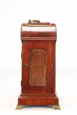 Lot 63 - WILLIAM HANSON OF WINDSOR. A GEORGE III FIGURED MAHOGANY PAD TOP BRACKET CLOCK